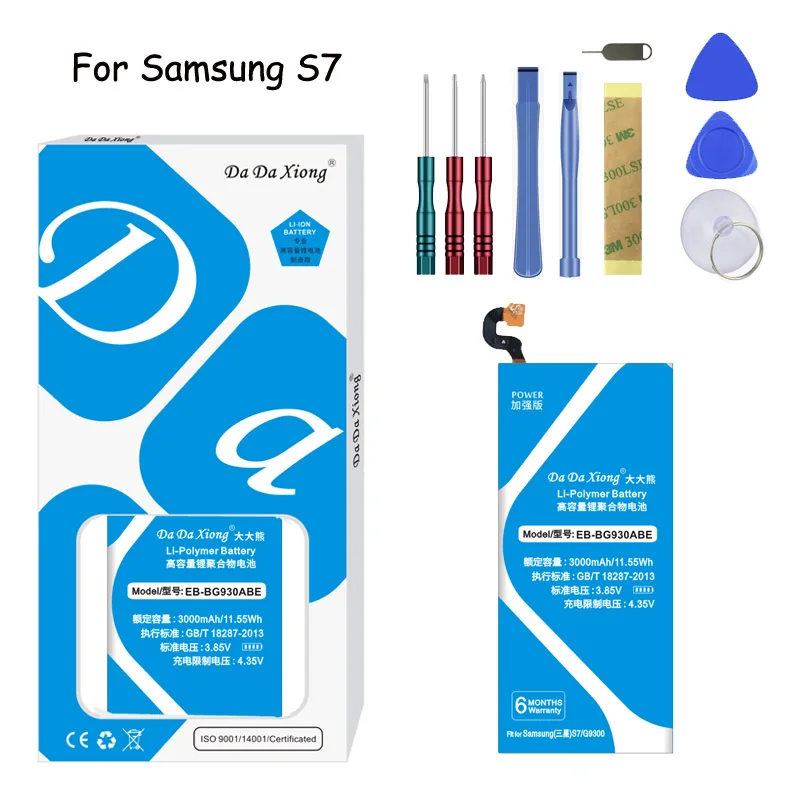 

Original Da Da Xiong Battery EB-BG930ABE 3000mAh For Samsung Galaxy S7 G9300 SM-G930 G930F G930 Replacement Battery+Free Tools