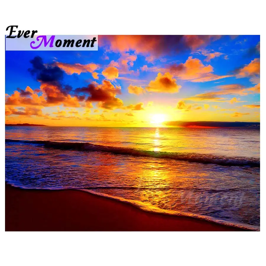 

Ever Moment Diamond Painting Sea Sunset Beach Scenery Full Square Drill Picture Mosaic Diamond Embroidery 5D DIY Decor S2F651
