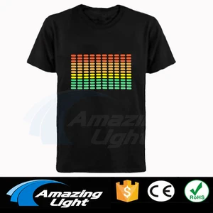 Fast shipping Unisex EL T-Shirt Sound Activated Flashing T Shirt Light Up Down Music Party Equalizer LED T-Shirt