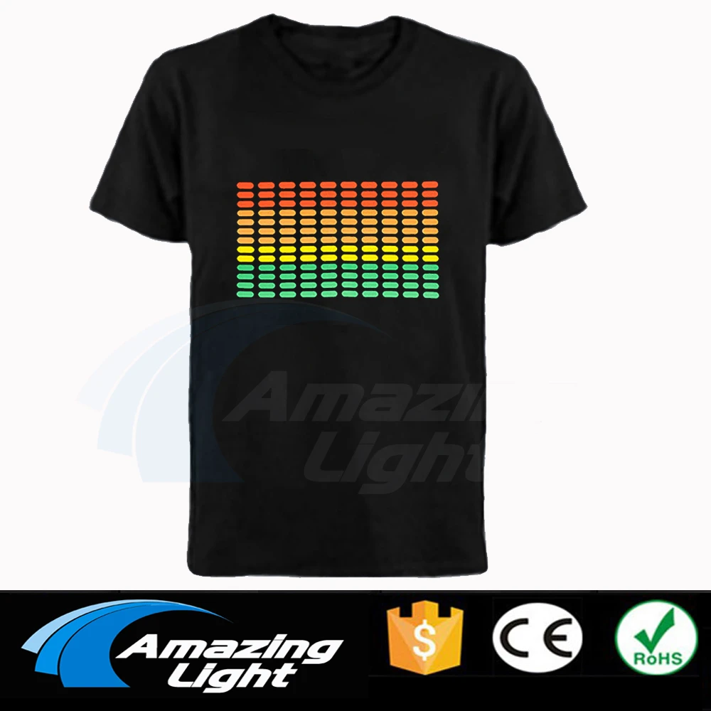 Squire Adaptability Father Fast Shipping Unisex El T-shirt Sound Activated Flashing T Shirt Light Up  Down Music Party Equalizer Led T-shirt - T-shirts - AliExpress