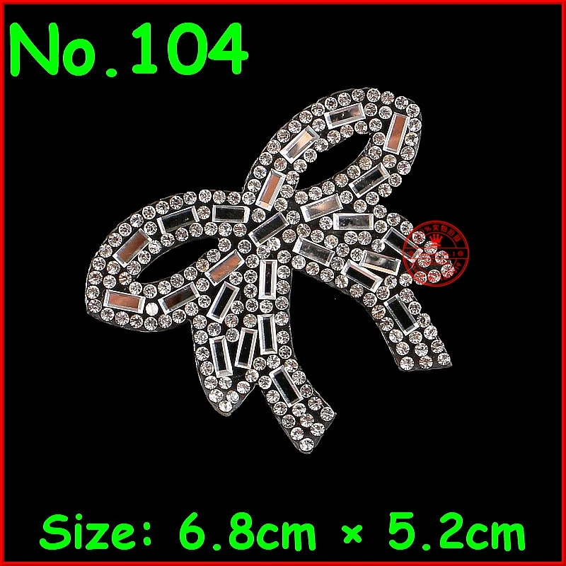 

1 pcs/lot Crystal bow Hot Fix Motifs Iron On Transfer Rhinestones Patch Crystal Stones Applique For Wedding Shoes Hats Clothing