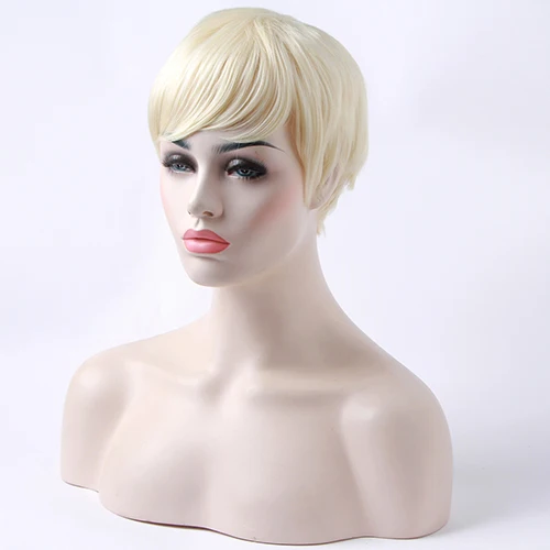 HAIRJOY женский парик из синтетических волос Короткие прямые парики 10 цветов - Цвет: light blonde