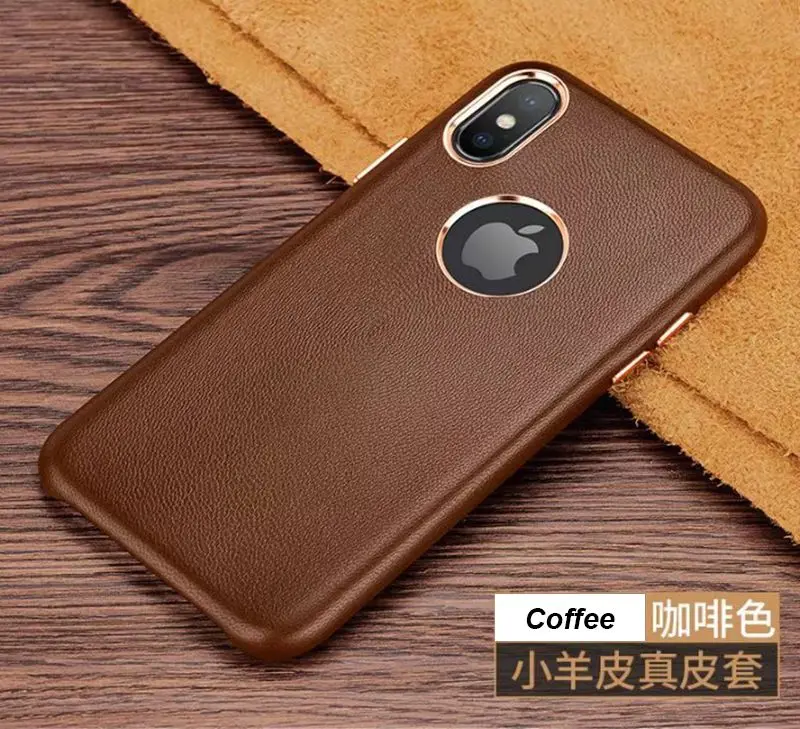 Coffee 4 цвета для iphone X XS MAX XR бренд настоящий натуральный кожаный чехол для телефона из овечьей кожи - Цвет: Coffee