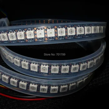 

BLACK PCB 1 meter 144pcs APA-102C addressable led pixel strip,144pixels/m;waterproof in silicon tube