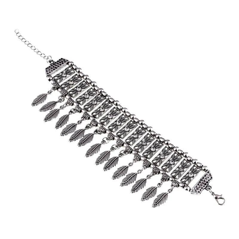 

LOVBEAFAS Fashion Boho Bracelet Femme Bracelets & Bangles For Women Leaves Tassel Ethnic Crystal Vintage Bohemian Party Jewelry