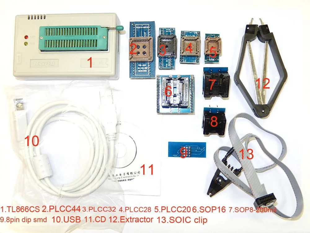 Для SOIC8 SOP8 флэш-чип IC тестовый зажим с SPI кабелем программист биос TL866A/CS