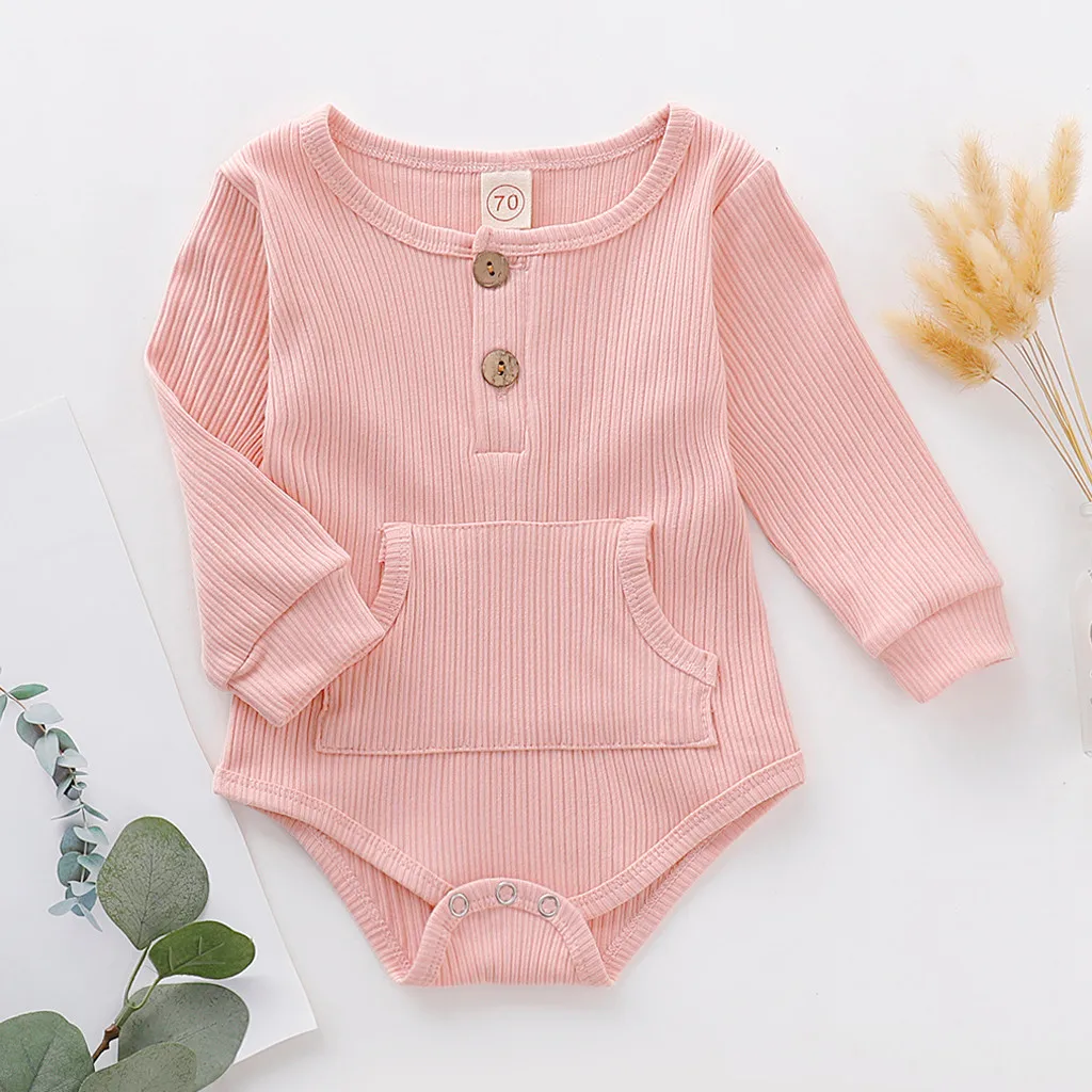 Fashion Toddler Baby Kids Girls Boys Long Sleeve Solid Romper Casual Clothes baby rompers winter newborn pajamas roupas de News