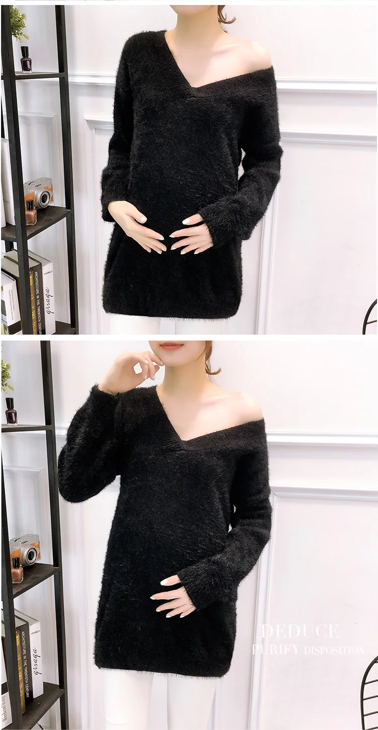 Сексуальные женские зимние свитера с v-образным вырезом для беременных, женские топы для беременных, зимняя одежда для беременных, пуловеры, Свитера
