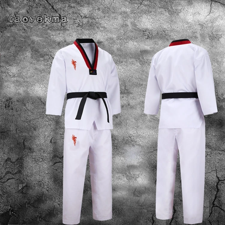 Top Quality Colored Taekwondo Uniform for adult Children Teenagers Poomsae dobok red blue black tae kwon do clothes WTF approved | Спорт и