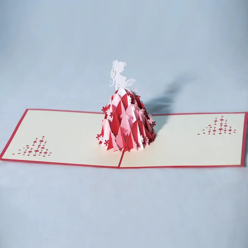  10pcs 3D Creative Princess Handmade Kirigami Origami Wedding Party Baby Shower Invitation Cards Gre - 32816669212