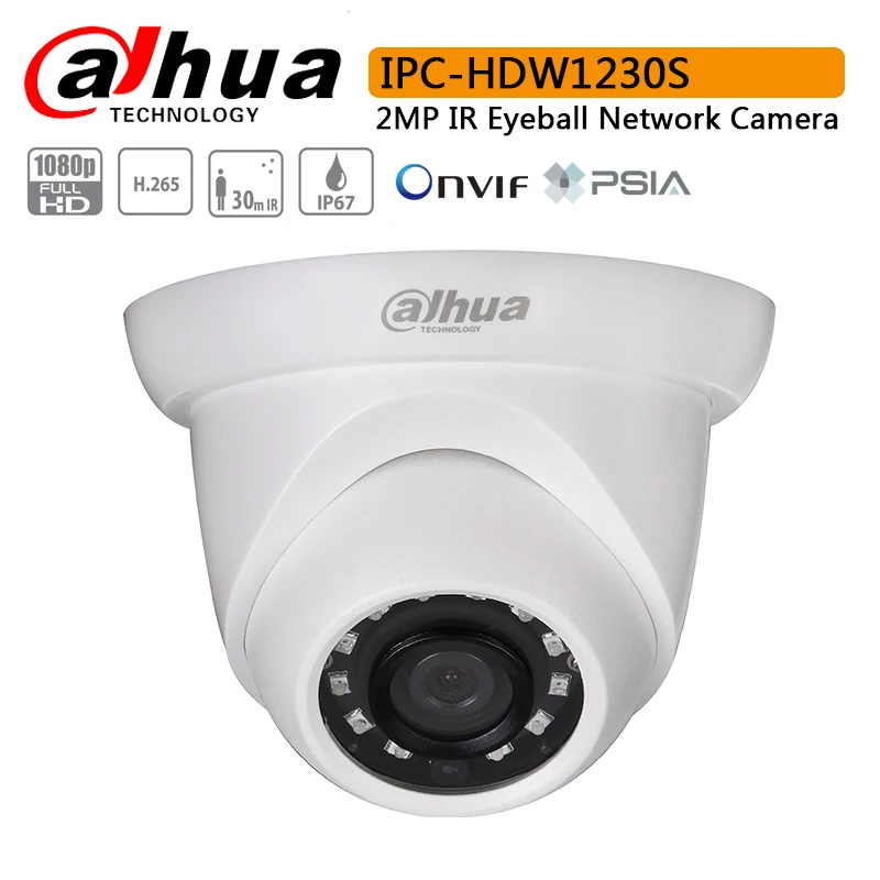 

Original Dahua IPC-HDW1230S 2MP IR Eyeball Network Camera with Max IR LEDs Length 30m IP Camera IPC-HDW1230S