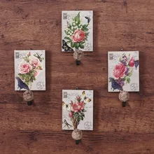 Креативная ретро дерево, чтобы сделать старый европейский стиль деревенский сад Туника декорированная розами настенные крючки для одежды