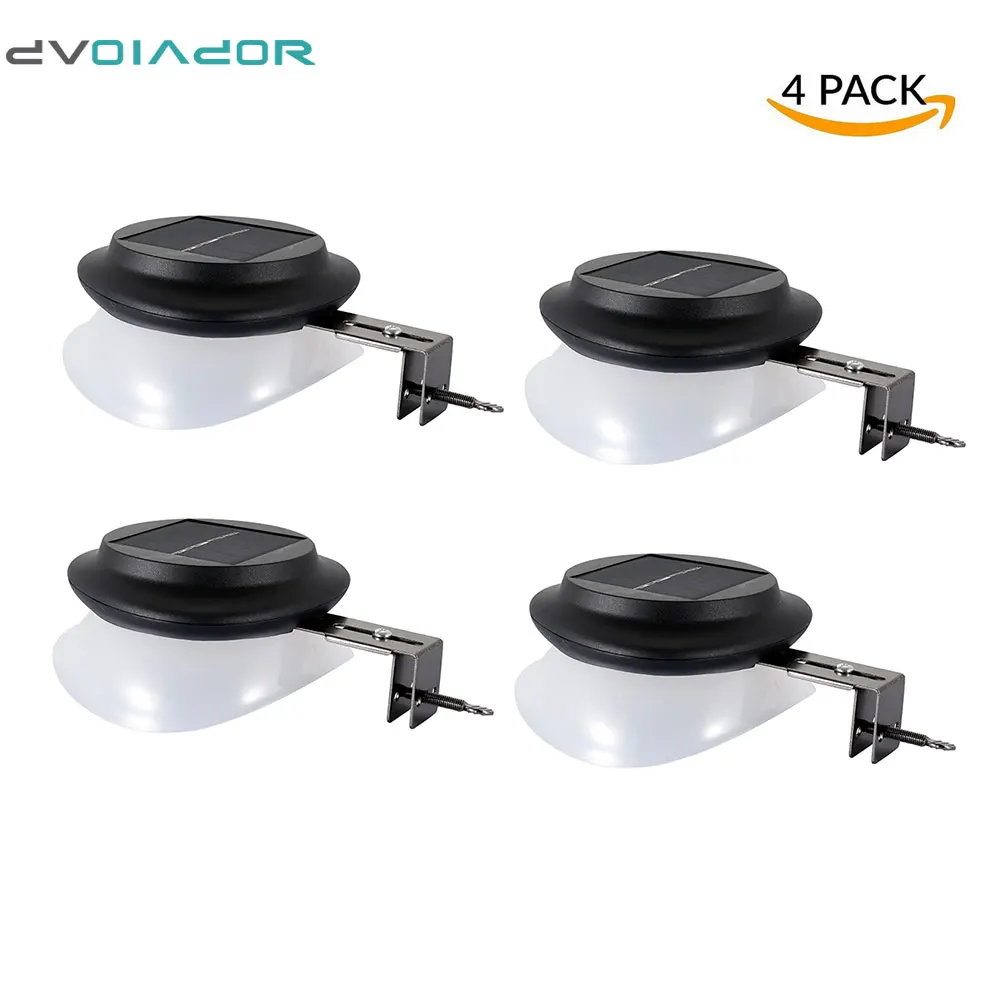 

DVOLADOR 4Pack LED Solar Gutter Utility Outdoor Lighting Fence Yard Wall Gutter Pathway Garden Shed Walkways Sunpower IP55 Lamp