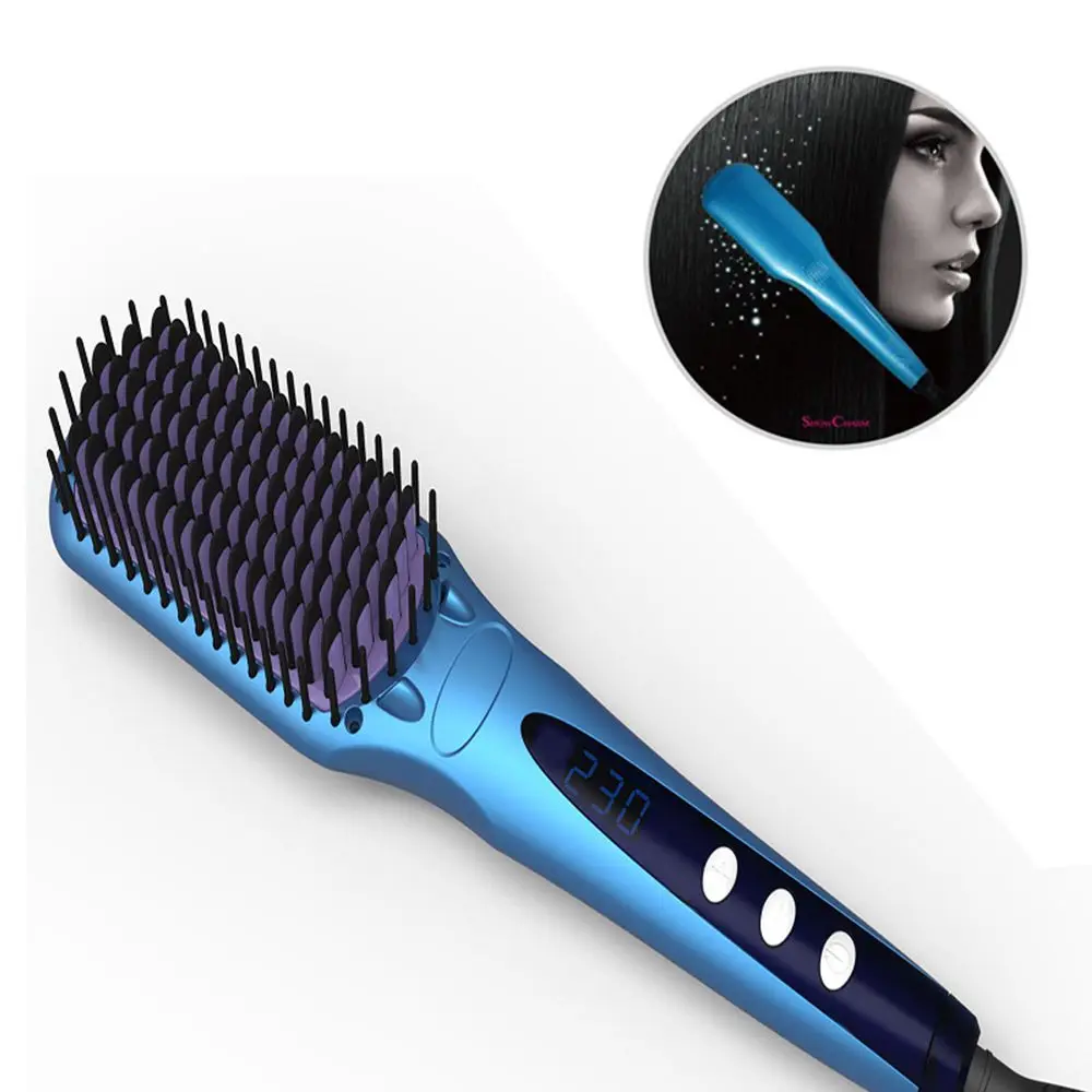 High Quality Brand New Digital Electric Hair Straightener Brush Comb Detangling Straightening