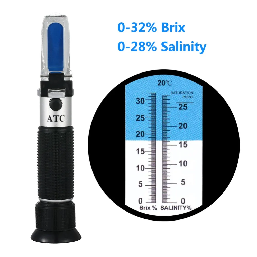 Brix salinity Refractometer Brix 032/salinity 028 Brix Hand Held Refractometer ATC Optical