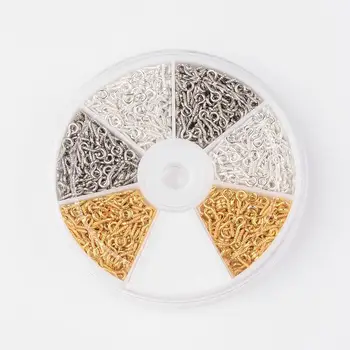 

1 Box Three Colors Iron Screw Eye Pin Bail Peg, For Half-drilled Beads, Golden, Silver and Platinum Color, 8x4x1mm, Hole: 2mm;