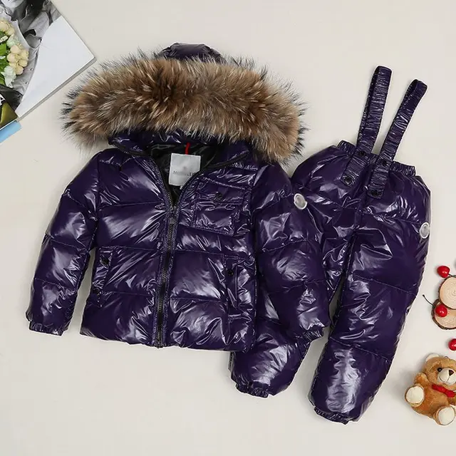 Cheap New Fashion Winter Boy Girls Two Pieces Suit Thicken Children Down Coat+Gallus Vest Pant Suit Europe Style Kids Clothes HL0796