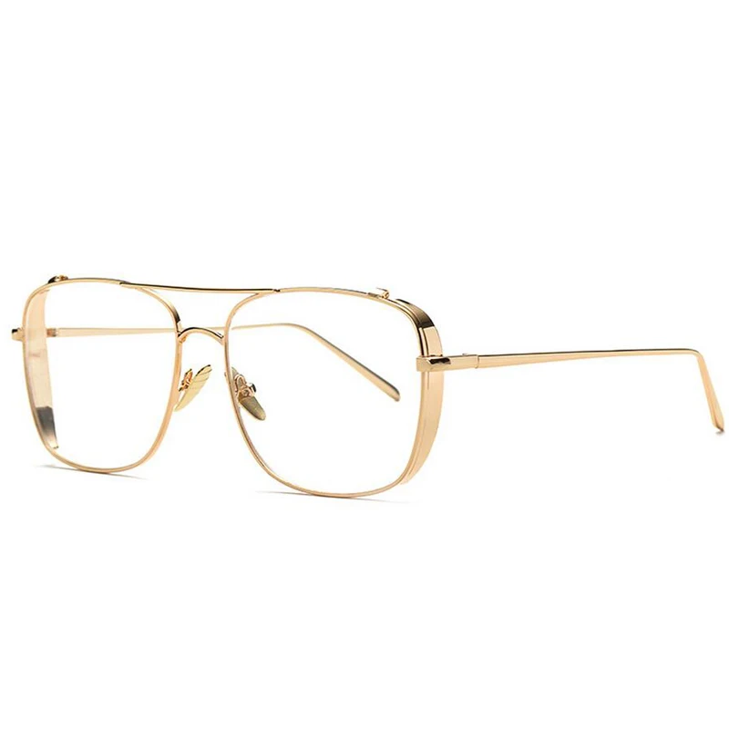 Новая распродажа Женская Панк прозрачная рамка для очков брендовая дизайнерская модная мужская Квадратная Металлическая Золотая оправа прозрачные линзы, очки 3 цвета