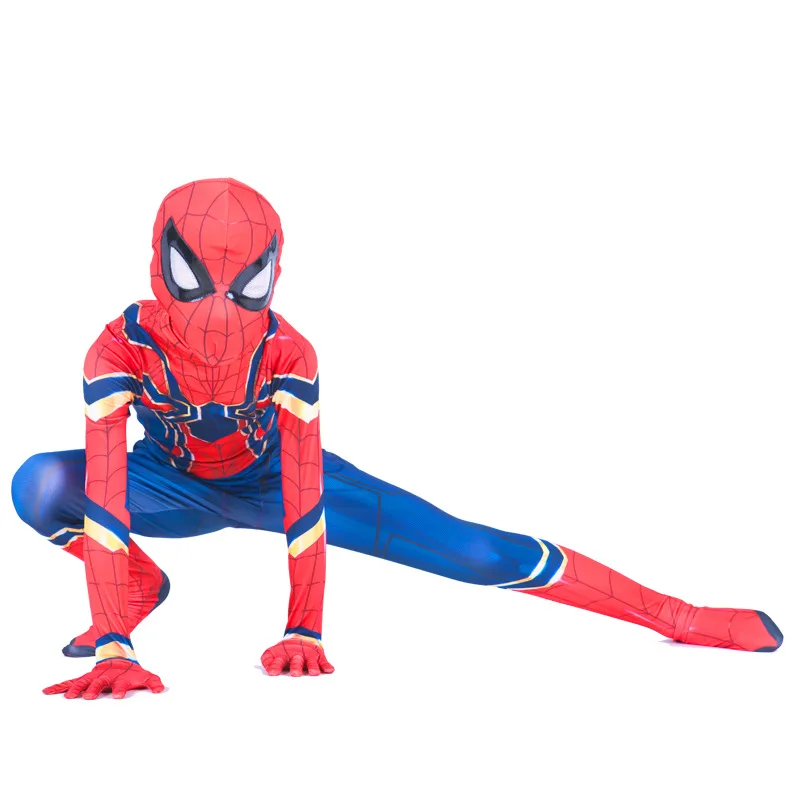 New Child Boys Lycra Spandex Iron Spiderman Avengers Infinity War Kids 2018 Spider-Man Jumpsuit Halloween Party Cosplay Costume