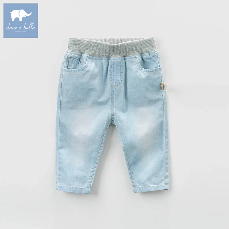 

DB7044 dave bella spring baby boys fashion light blue denim solid jean kids pants children boutique trousers