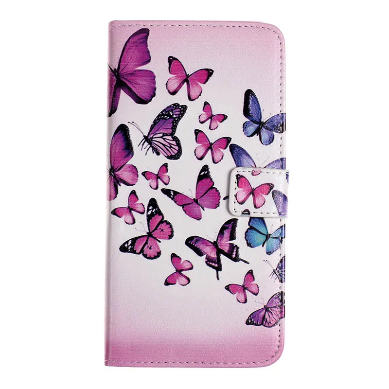Флип-чехол из искусственной кожи для Coque iPhone 6S 7 Plus XS Max XR чехол для телефона s для Xiaomi mi 8 Red mi 6 6A Note 5 Pro 4X 5A Y1 Lite - Цвет: Pink Blue Butterfly