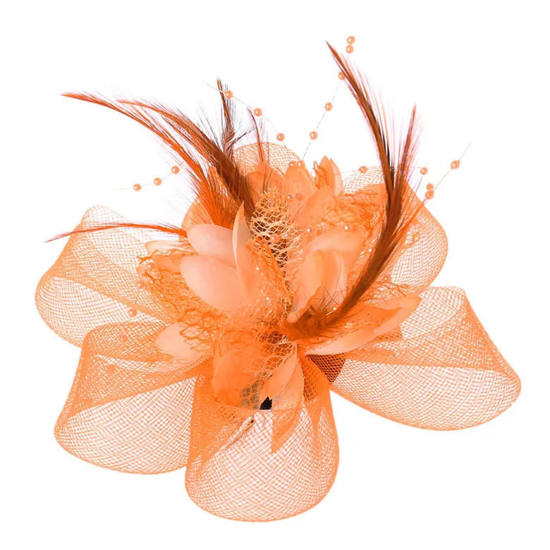 Womens Flower Feather Beads Mesh Corsage Hair Clips Fascinator Bridal Hairband