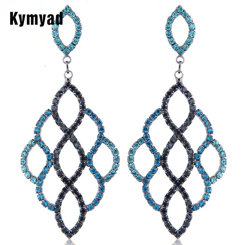 

Kymyad Crystal Stud Earrings for Women Hollow Long Earring Fashion Jewelry Vintage Boucle D'oreille Femme Orecchini Donna New