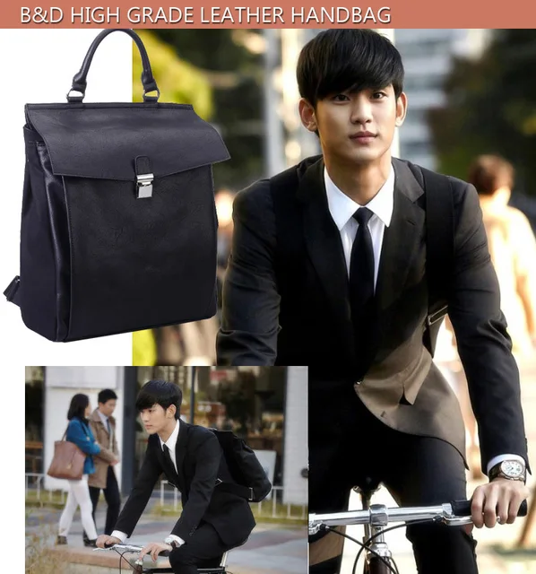 Korean Celebrity 2015 canvas backpacks double shoulder bag men's