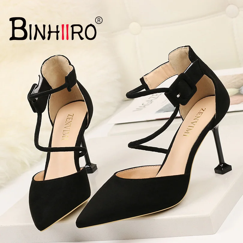 

BINHIIRO ladies high heels pointed openwork shoes simple OL fashion beautiful sandals / high heels 2018 summer new style A857-8