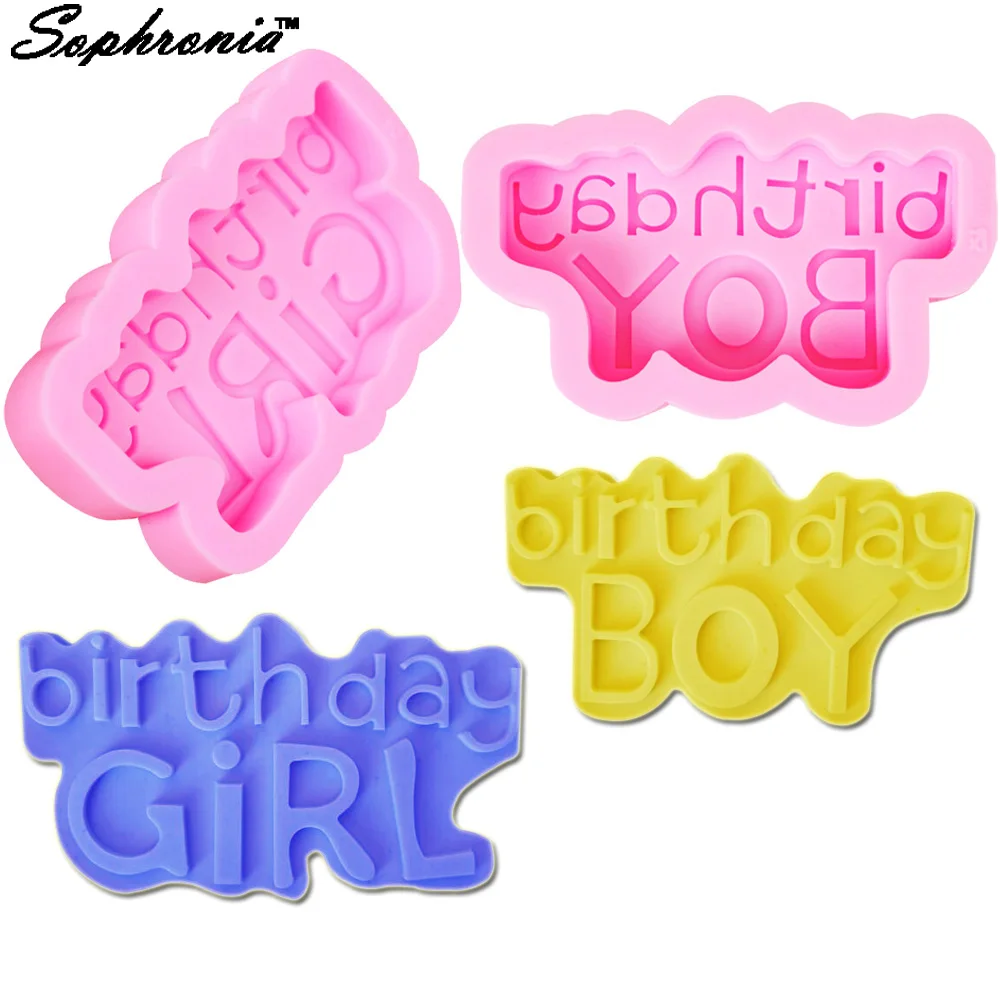 

10PCS/SET M318 Happy Birthday Boy and Girl Silicone Molds Cupcake Fondant Cake Decorating Tools Gumpaste Chocolate Mould