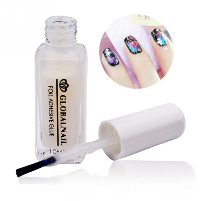 Paste Nail Art Transfer Tips Adhesive Art Glitter With Brush False