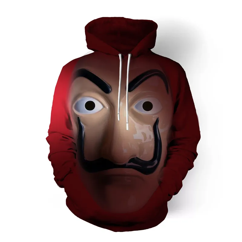 

Movie La Casa De Papel Salvador Dali Costume Hooded Sweater Long Sleeve Jacket Party Cosplay Halloween Costume S-5XL