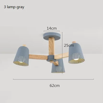 gray 3 lamp Скандинавский дизайн простой современный светодиодный потолочный светильник, лофт дерево Железный потолочный светильник домашний декор осветительные приборы для внутреннего использования светильник - Цвет корпуса: gray 3 lamp