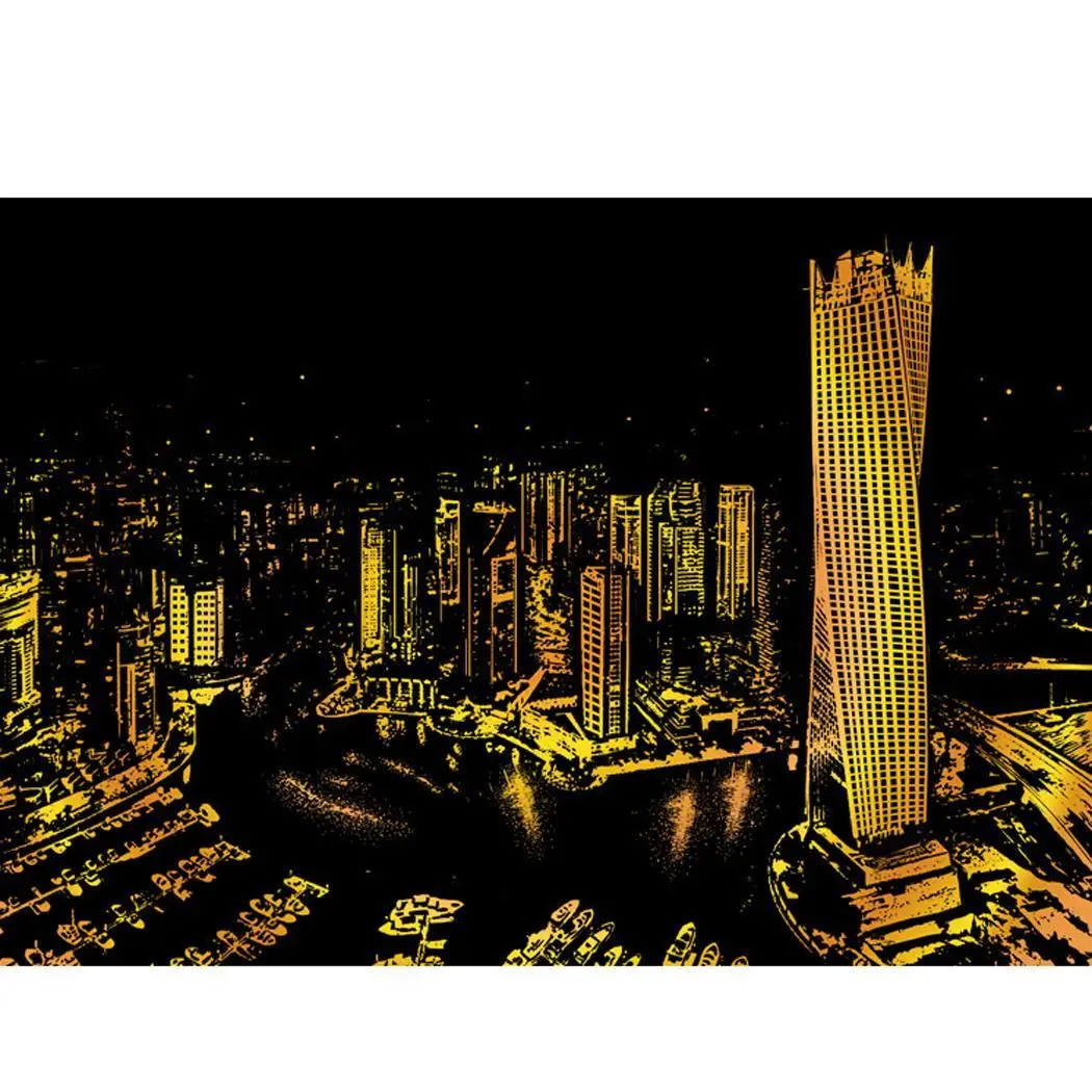 

Scratch Drawing Coloring Painting Multicolor World City Nights Pattern Home, Outdoor, Festival, etc DIY Gift
