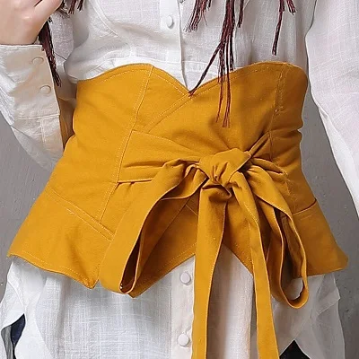 Женские ремни юзи. Мая Бохо Джинсовый пояс для женщин обтягивающий шнурок для кожи широкие пояса B9256 - Цвет: Yellow