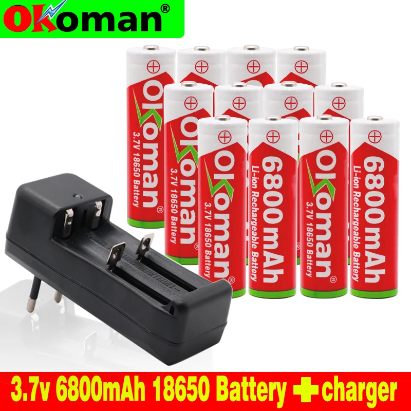 Аккумулятор Okoman 18650 3 7 В 6800 мАч перезаряжаемый литий ионный аккумулятор с