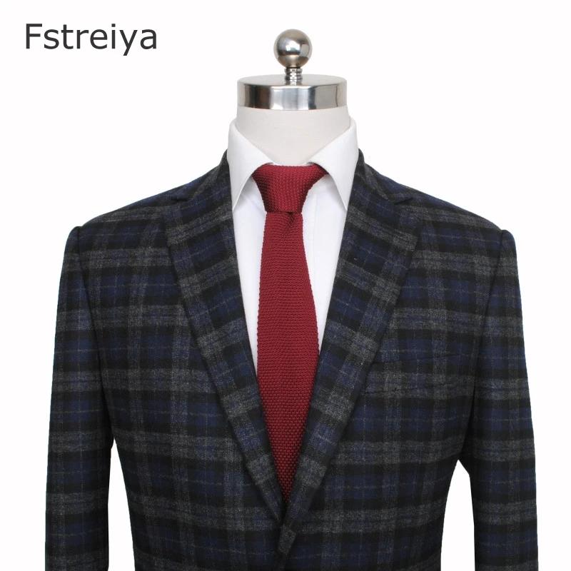 Custom made high quality men woolen plaid tweed suit mens customized Wedding suit coustume homme slim fit clothing tailored suit