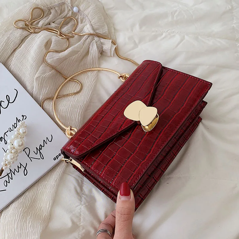 

Stone pattern PU Leather Crossbody Bags For Women 2019 Mini Shoulder Messenger Bag With Metal Handle Lady Travel Totes