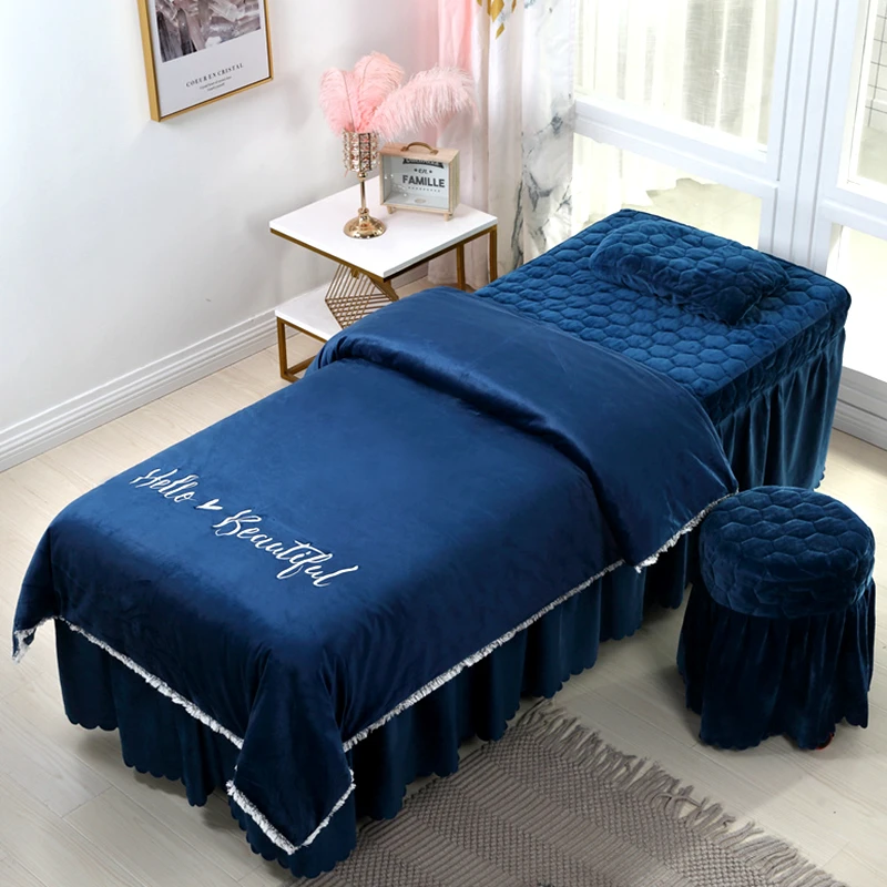 Us 58 1 30 Off High Quality Beauty Salon Bedding Set Embroidery Crystal Velvet Thick Bed Linens Sheets Bedspread Pillowcase Duvet Cover Sets S In
