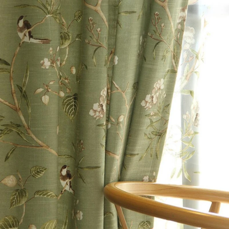 Американский занавес в рустикальном стиле для гостиной занавески с птицами окна спальни зеленые занавески Тюль прозрачная ткань для кухни T& 145#30