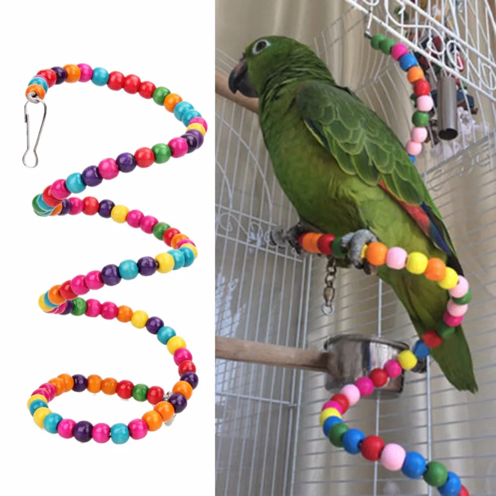 Image Free Shipping 100CM Swing Exercise Rainbow Hamster Parrot Parakeet Toy Wooden Bird Ladder