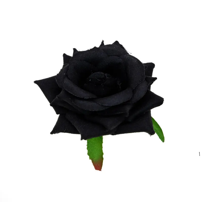 7cm Large Real Touch Artificial Black Flowers Heads Fake Silk Roses Diy Wedding Party Fabric
