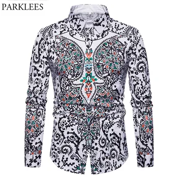 

African Dashiki Traditional Printed Rich Bazin Men Shirt 2018 Autumn New Slim Fit Africa Clothing Thobe Dress Shirt For Men 3XL