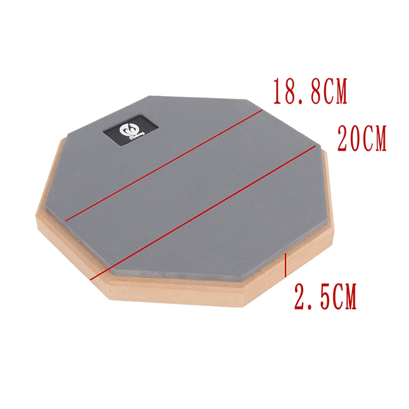 Портативный резиновый деревянный немой барабан тренировочный барабанный коврик Музыкальные инструменты с барабанными палочками 18,8 см x 2,5 см