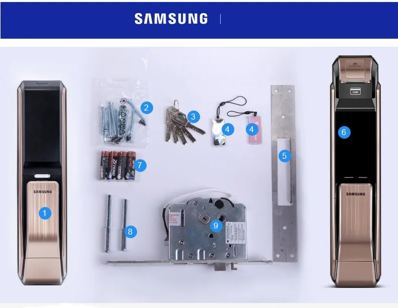 Samsung shs-p718 отпечатков пальцев цифровой дверной замок/Push Pull дверной замок золотой цвет