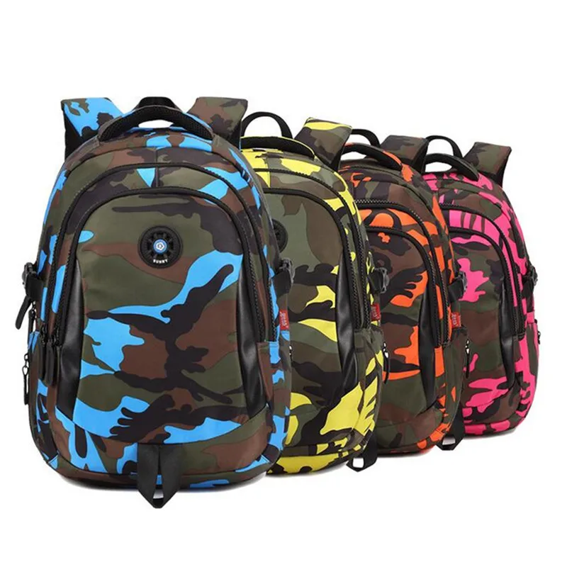 Camouflage Boys Backpack Waterproof Nylon Children School Bags Girls