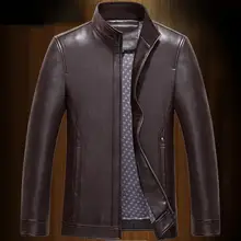 HOT Горячая Зимняя Мужская Новая Мода Досуг среднего возраста воротник PU пальто