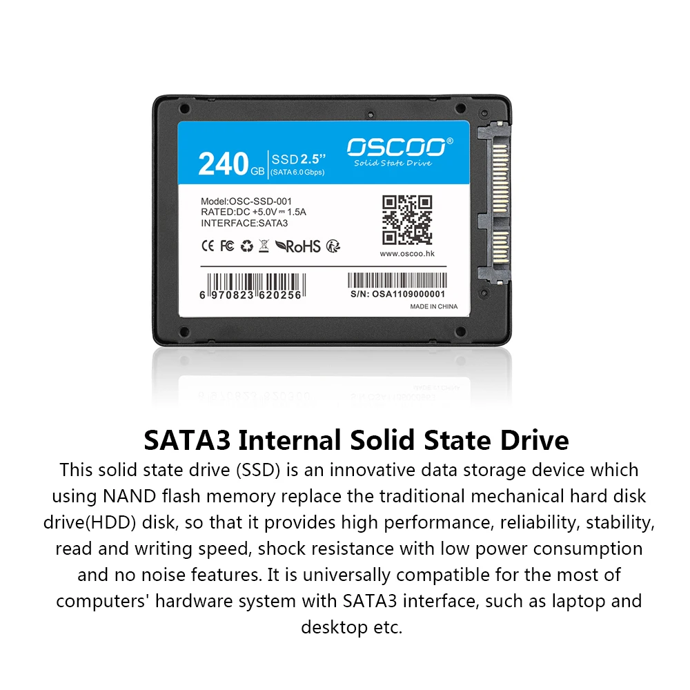 OSCOO SATA III 6 ГБ/сек. 2,5 "/7 мм 240 ГБ 120 ГБ 60 ГБ SSD жесткий диск Internal Solid State Drive SATA3 SSD 240 ГБ для портативных ПК Desktop