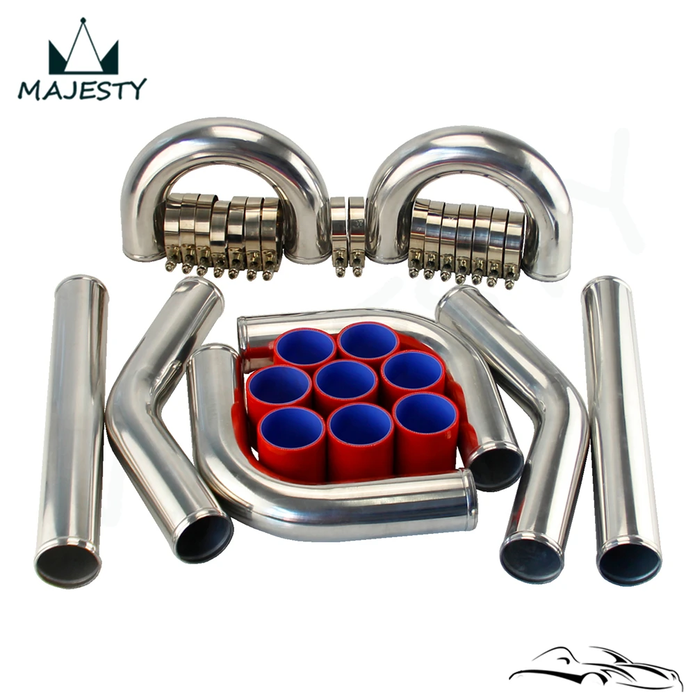 2.25''57MM Turbo Aluminum Intercooler Pipe Piping + T Clamps+Silicone