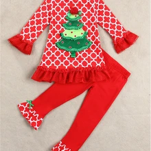 Рождественские костюмы для детей; комплекты одежды; пижамы; Детский костюм; футболка для малышей; штаны; Новое поступление года; Милая одежда для маленьких девочек